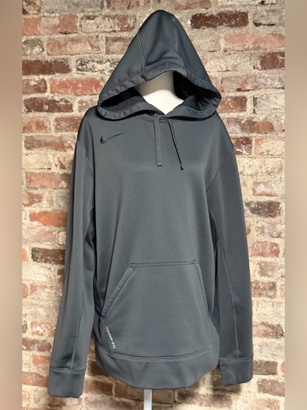 Nike Therma-FIT Men's Hoodie Charcoal Gray Pullover Sweatshirt Size L